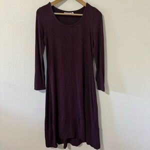 Habitat Stretch Rayon Jersey Long Sleeve Midi Dress Burgundy-XS